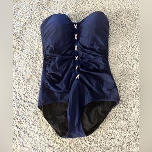 Strapless Profile by Gottex tummy control swimsuit, navy and light pink, size 14